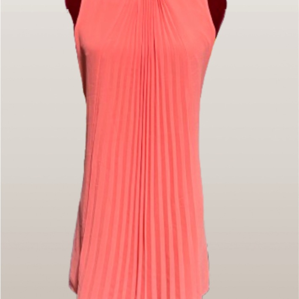 BCBGeneration Pink Pleated Sleeveless Midi Dress